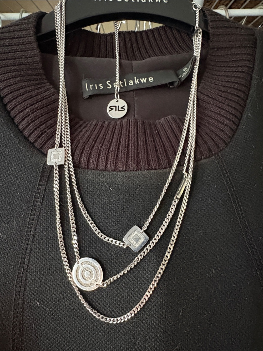 Rebecca IT silver plated station 3 strand necklace